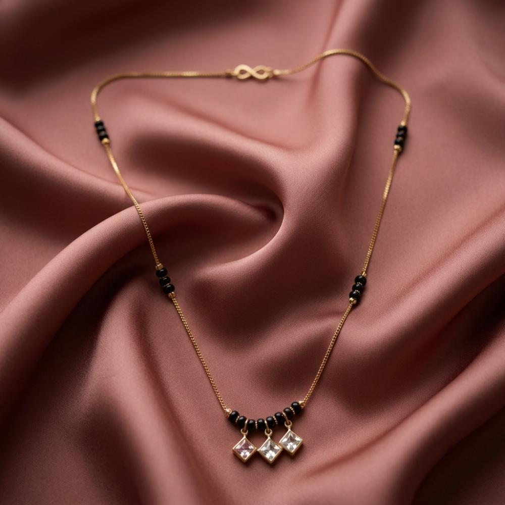 Urthn  Classic Gold-Plated Mangalsutra with Sparkling Crystal Charms (Set of 3)