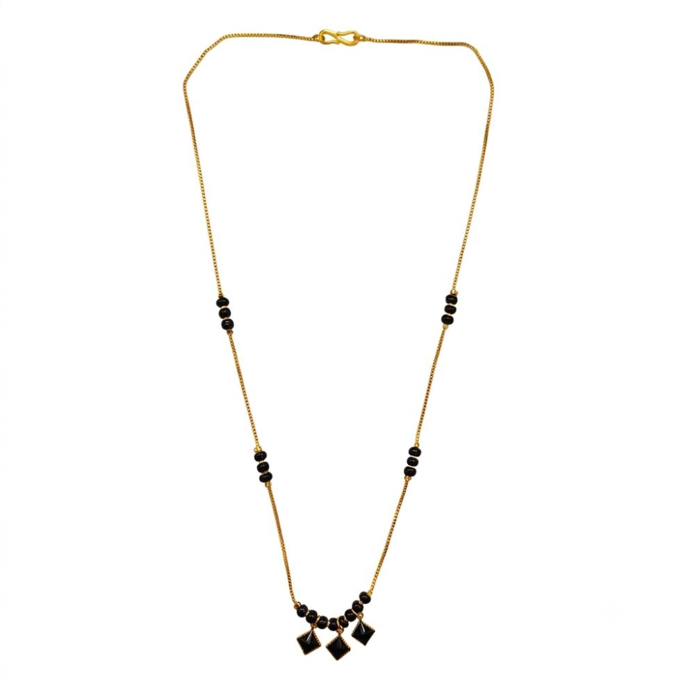 Urthn  Classic Gold-Plated Mangalsutra with Sparkling Crystal Charms (Set of 3)