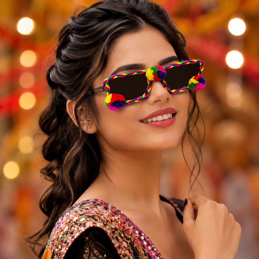 Urthn Navratri Special Handmade Sunglasses for Women & Girls Stylish Garba Night Accessory (pack of 6)