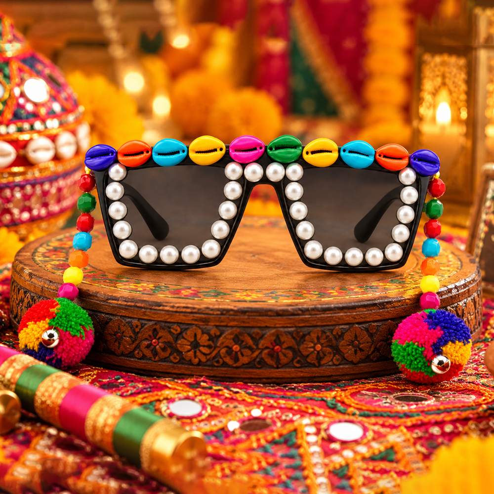 Urthn Navratri Special Handmade Sunglasses for Women & Girls Stylish Garba Night Accessory (pack of 6)