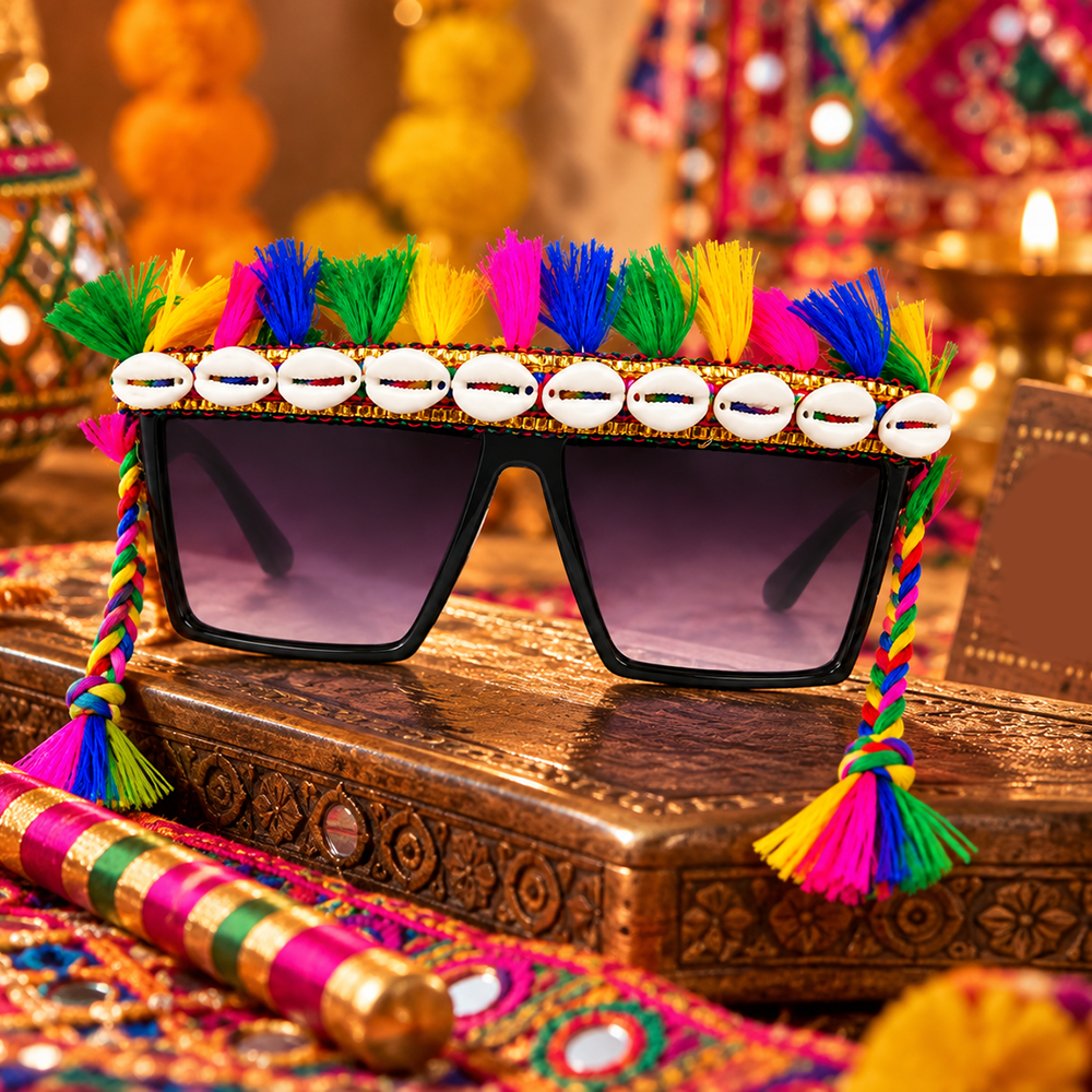 Urthn Navratri Special Handmade Sunglasses for Women & Girls Stylish Garba Night Accessory (pack of 6)