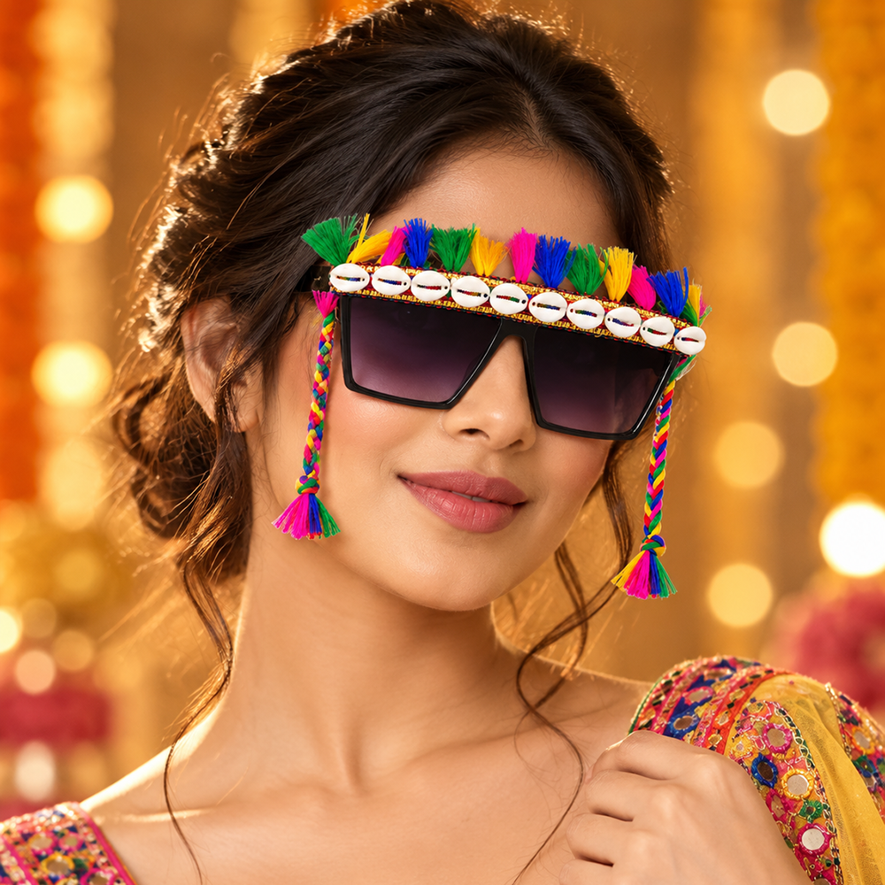 Urthn Navratri Special Handmade Sunglasses for Women & Girls Stylish Garba Night Accessory (pack of 6)
