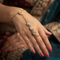 Darshana Jewels Gold Plated Kundan Stone Hath Panja Traditional Hand Jewellery  for Women 