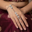 Darshana Jewels Silver Plated Kundan Stone Hath Panja Traditional Hand Jewellery  for Women (Pack of 3)