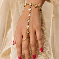Darshana Jewels Gold Plated Kundan Stone Hath Panja Traditional Hand Jewellery  for Women (Pack of 3)