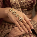 Darshana Jewels Gold Plated Kundan Stone Hath Panja Traditional Hand Jewellery  for Women (Pack of 3)