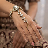 Darshana Jewels Gold Plated Kundan Stone Hath Panja Traditional Hand Jewellery  for Women 