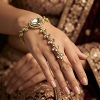 Darshana Jewels Gold Plated Kundan Stone Hath Panja Traditional Hand Jewellery  for Women 