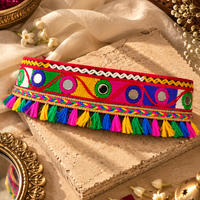 Urthn Traditional Navratri Mirror Work & Colorful Tassel Embellished Kamarband Waist Belt for Women