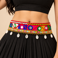Urthn Traditional Navratri Mirror Work & Colorful Tassel Embellished Assorted Design Kamarband Waist Belt for Women(Pack Of 3)