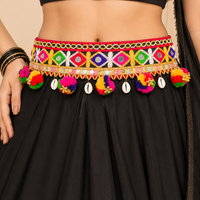 Urthn Vibrant Mirror Work Multicolor Pearl Assorted Design Kamarband Waist Belt for Navratri & Festive Occasions(Pack Of 3)