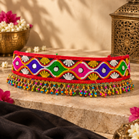 Urthn Vibrant Mirror Work Multicolor Pearl Kamarband Waist Belt for Navratri & Festive Occasions
