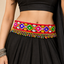 Urthn Vibrant Mirror Work Multicolor Pearl Assorted Design  Kamarband Waist Belt for Navratri & Festive Occasions(Pack Of 3)