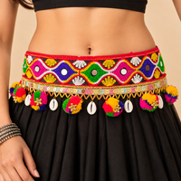 Urthn Vibrant Mirror Work Multicolor Pearl Assorted Design  Kamarband Waist Belt for Navratri & Festive Occasions(Pack Of 3)