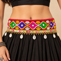 Urthn Vibrant Mirror Work Multicolor Pearl Assorted Design  Kamarband Waist Belt for Navratri & Festive Occasions(Pack Of 3)