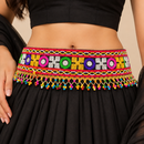 Urthn Gujarati Style Multicolor Mirror & Pom Pom Embroidered Assorted Design Kamarband Waist Belt for Garba(Pack Of 3)