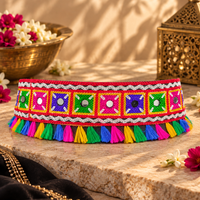 Urthn Traditional Navratri Mirror Work & Colorful Tassel Embellished Kamarband Waist Belt for Women