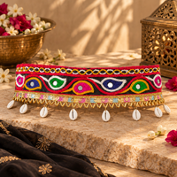 Urthn Traditional Navratri Mirror Work & Shell Embellished Assorted Design Kamarband Waist Belt for Women(Pack Of 3)