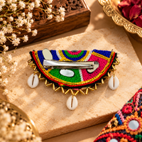 Urthn Garba Special Colourful Mirror & Shell Hair Clip for Women(Assorted Design)