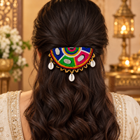 Urthn Garba Special Colourful Mirror & Shell Hair Clip for Women