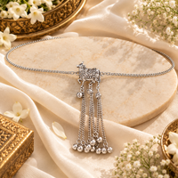 Urthn Beautiful Oxidised Plated Waist Band \ Kamarband With Cow Motif and Ghungroo Drops - 1508601