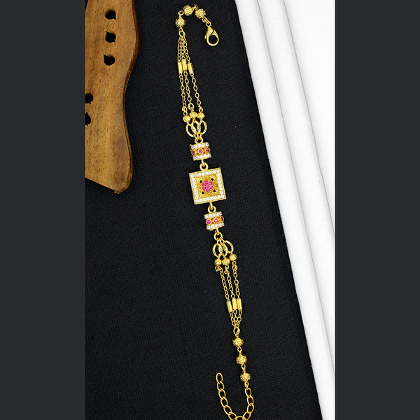 Mahavir Gold Plated  Austrian Stone Adjustable Bracelet