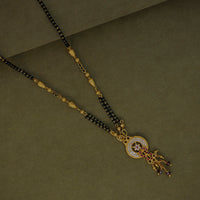 Mahavir Stylish Austrian Stone Pearl And Black Beads Mangalsutra