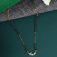 Saloni Fashion Jewellery Traditional Splendid Flower Design Gold Plated Combo Set of 2 Black Beaded Adjustable Chain Mangalsutra For Women