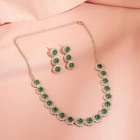 Saloni Fashion Jewellery Incredible Round Shape CZ and Unkut Kundan Stone Gold Plated Brass Choker Necklace Set For Women and Girls