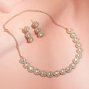 Saloni Fashion Jewellery Incredible Round Shape CZ and Unkut Kundan Stone Gold Plated Brass Choker Necklace Set For Women and Girls