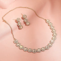 Saloni Fashion Jewellery Stylish Round Shape CZ Studded Antique Gold Plated Red Uncut Kundan Stone Brass Choker Necklace Set For Women and Girls