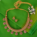 Saloni Fashion Jewellery Incredible Oval Shape Small Golden Ball 22 KT Gold Plated Brass Choker Necklace Set For Women and Girls