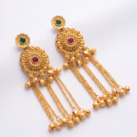 Wearhouse Fashion Elegant Pota Stone And Pearl Kashmiri Dangler Earrings