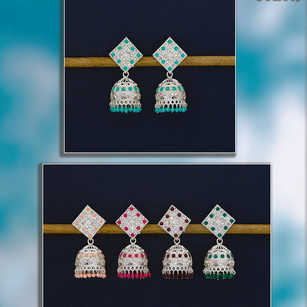 Mahavir Premium Pota Stone And Pearl Jhumki Earrings