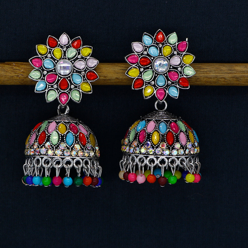 Mahavir Oxidised Plated Jhumki Earrings