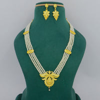 Mahavir Dye Gold  Plated Pearl Necklace Set