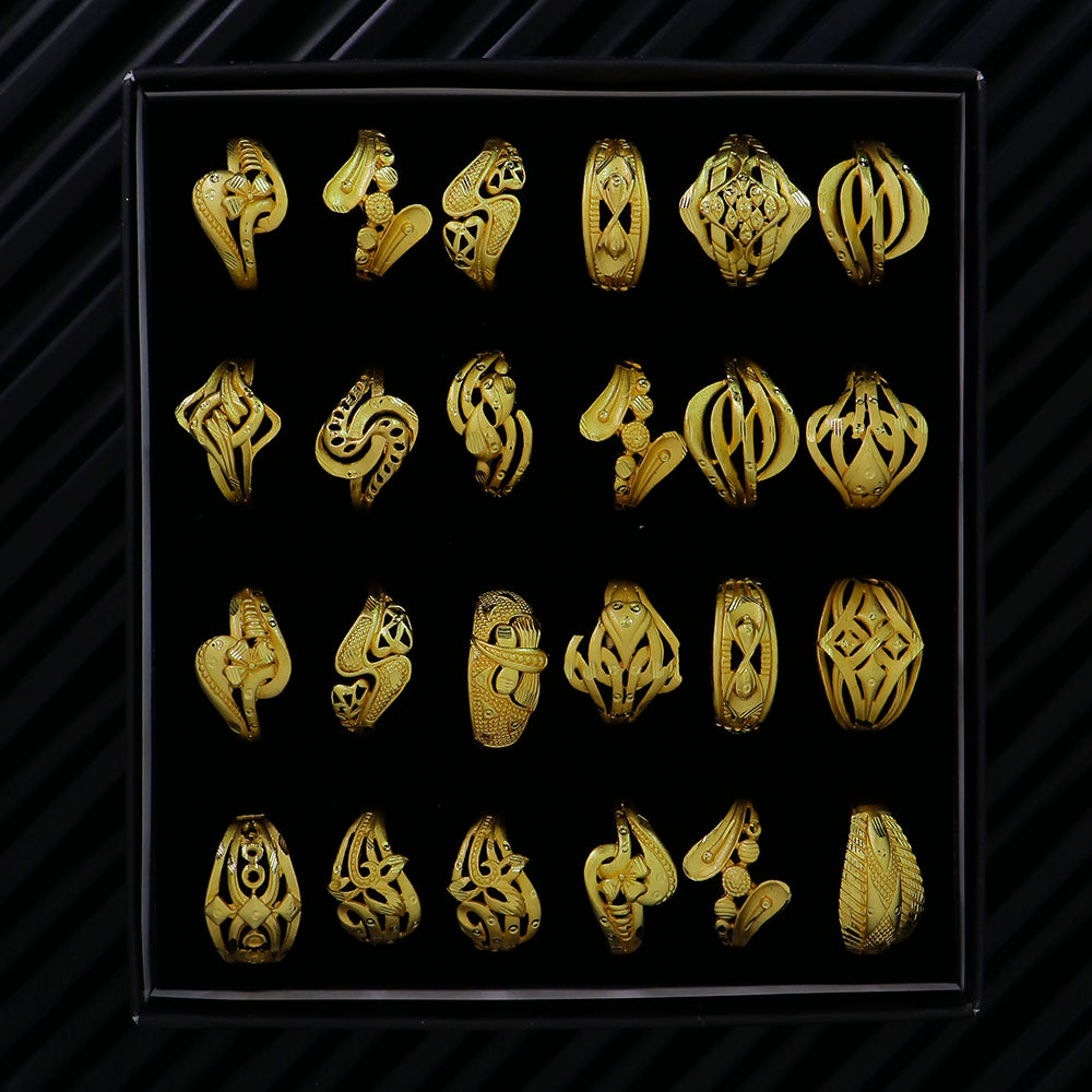 Mahavir Gold Plated Assorted Design Ring (Pack of 6)