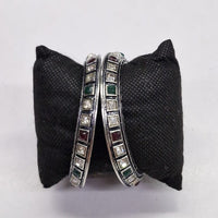 Amity Arts Oxidised Pota Stone Designer Bangles Set for Women