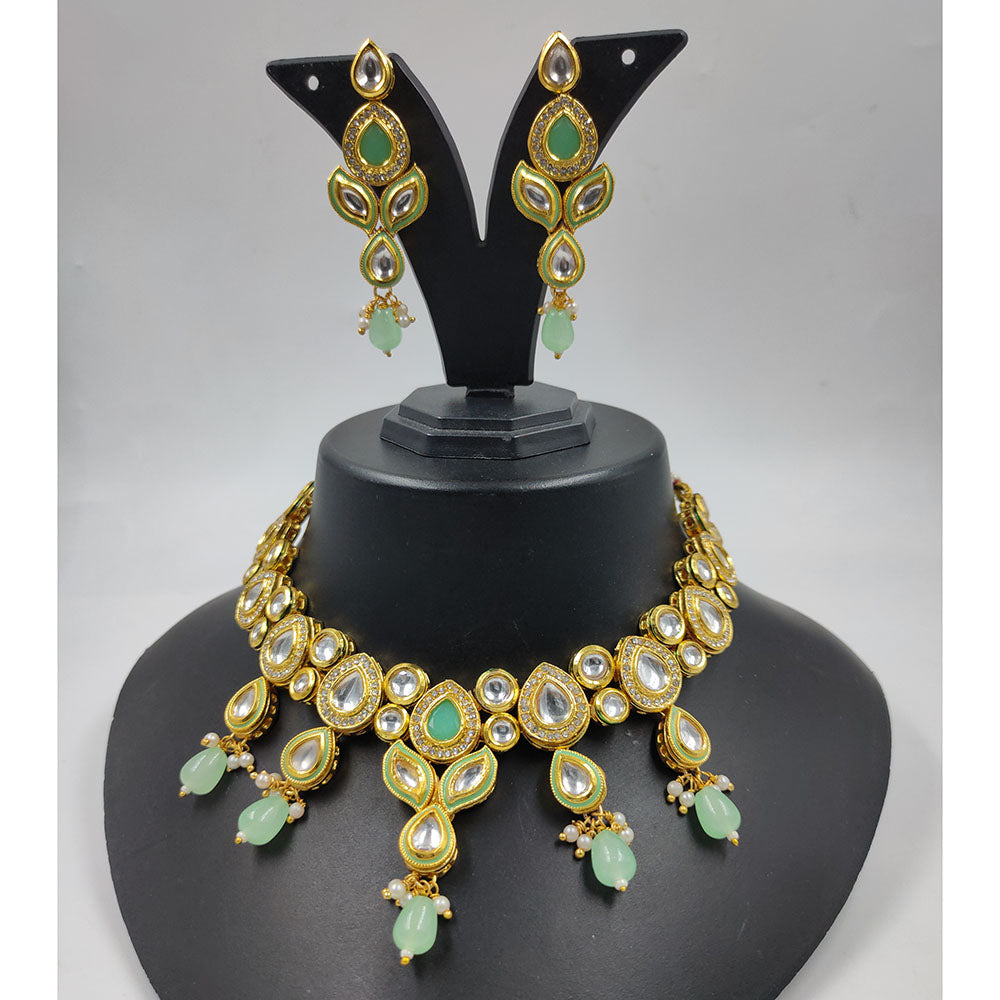 Knigght angel  Gold Plated Kundan Necklace Set