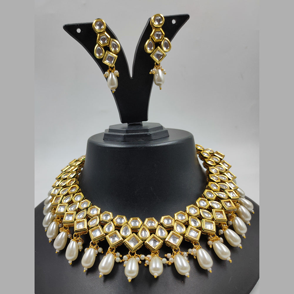 Knigght angel  Gold Plated Kundan And Beads Necklace Set