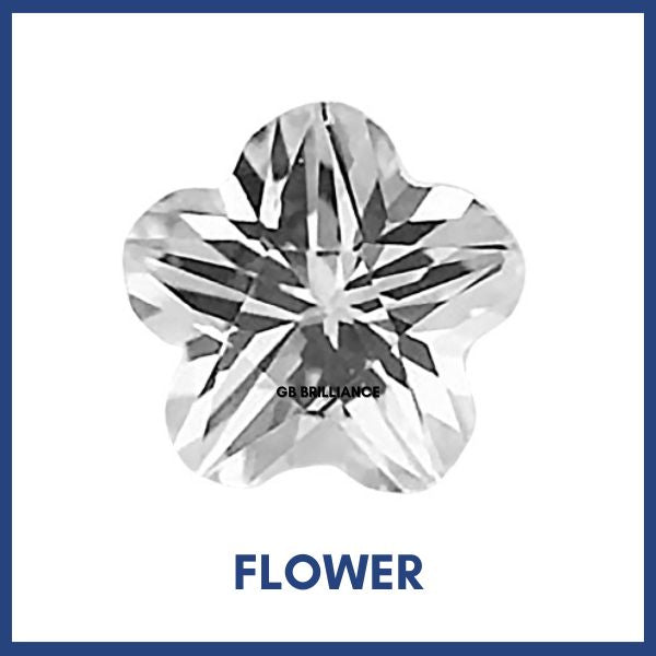 Golay Buchel Flower Shape Cubic Zirconia Stone (3mm to 6mm)
