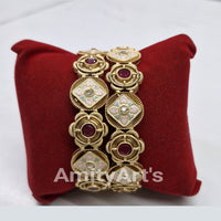 Amity Arts Gorgeous Pota Stone Meenakari Designer Bangles Set for Women  