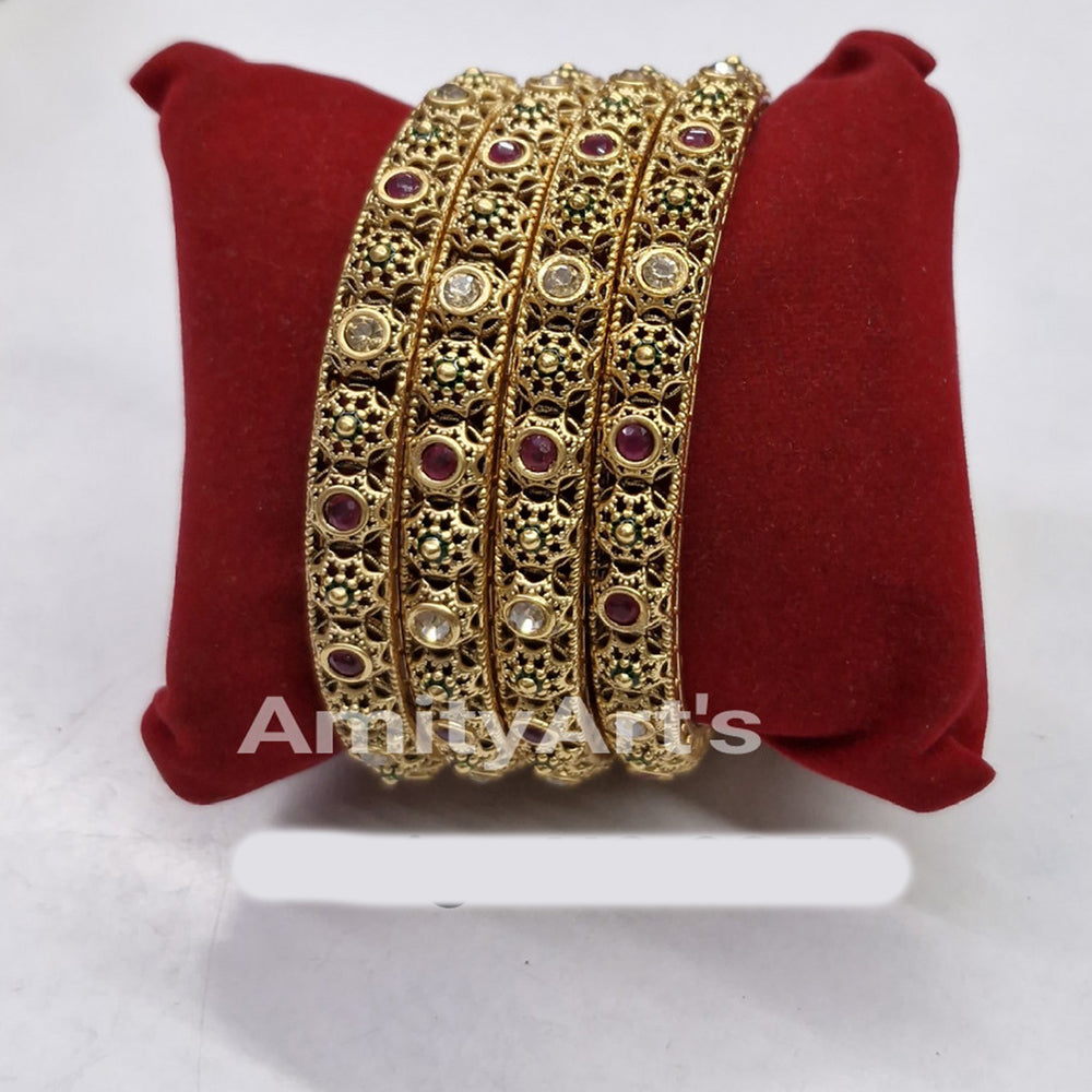 Amity Arts Gorgeous Pota Stone Designer Bangles Set for Women  