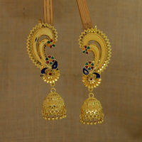 Mahavir DYE Gold Plated Premium Earcuff Meenakari Jhumki Earrings