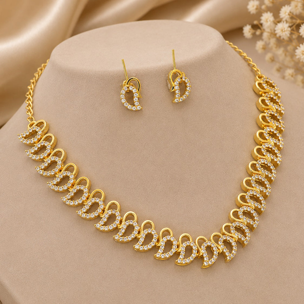Mahavir Gold Plated Beautiful Austrian Stone Necklace Set 