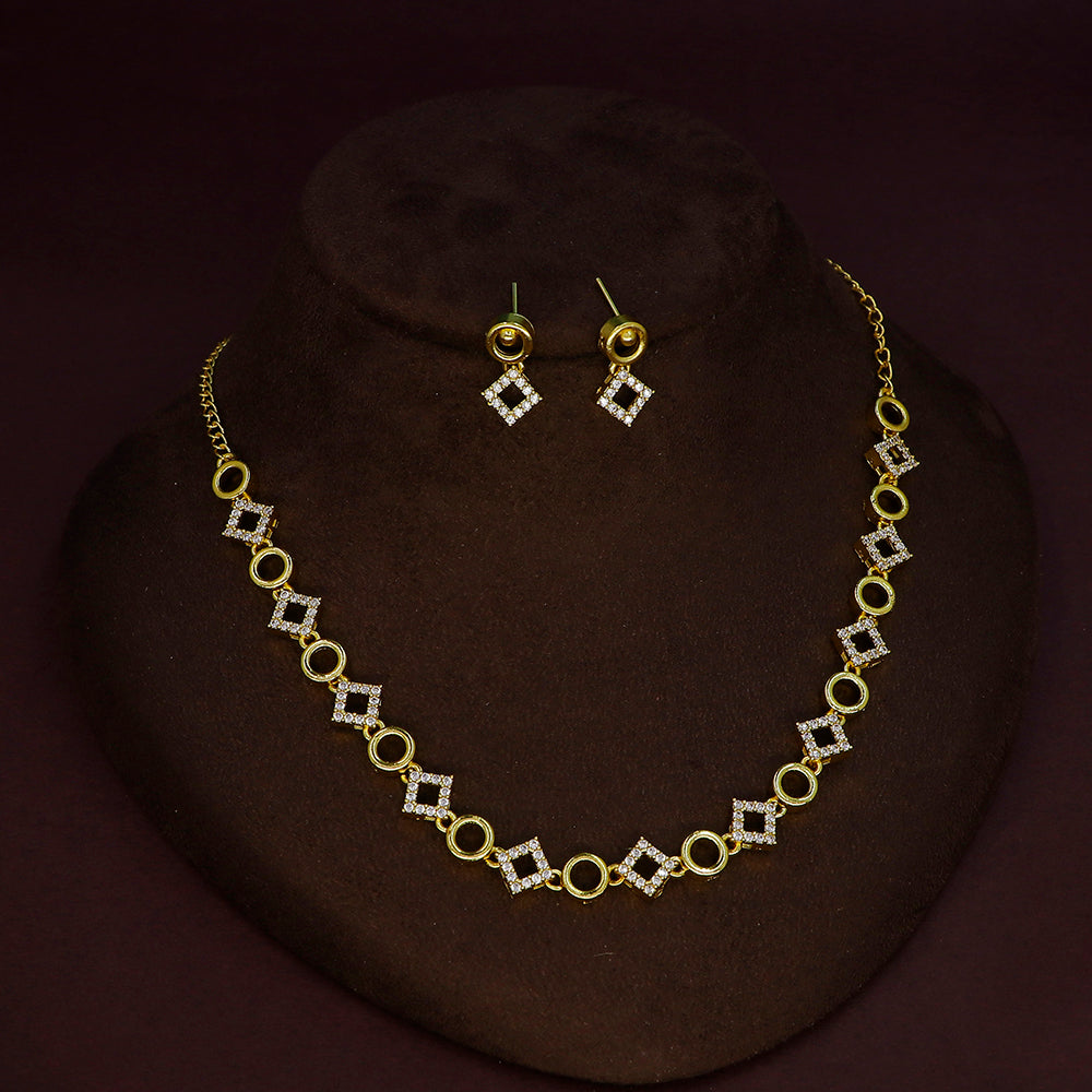 Mahavir Gold Plated Beautiful Austrian Stone Necklace Set 