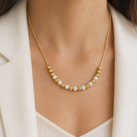 Mahavir Gold Plated Classic Beads Statement Necklace