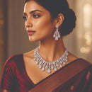 DNJ Jewelry Elegant American Diamond Statement Necklace Set Women & Girls