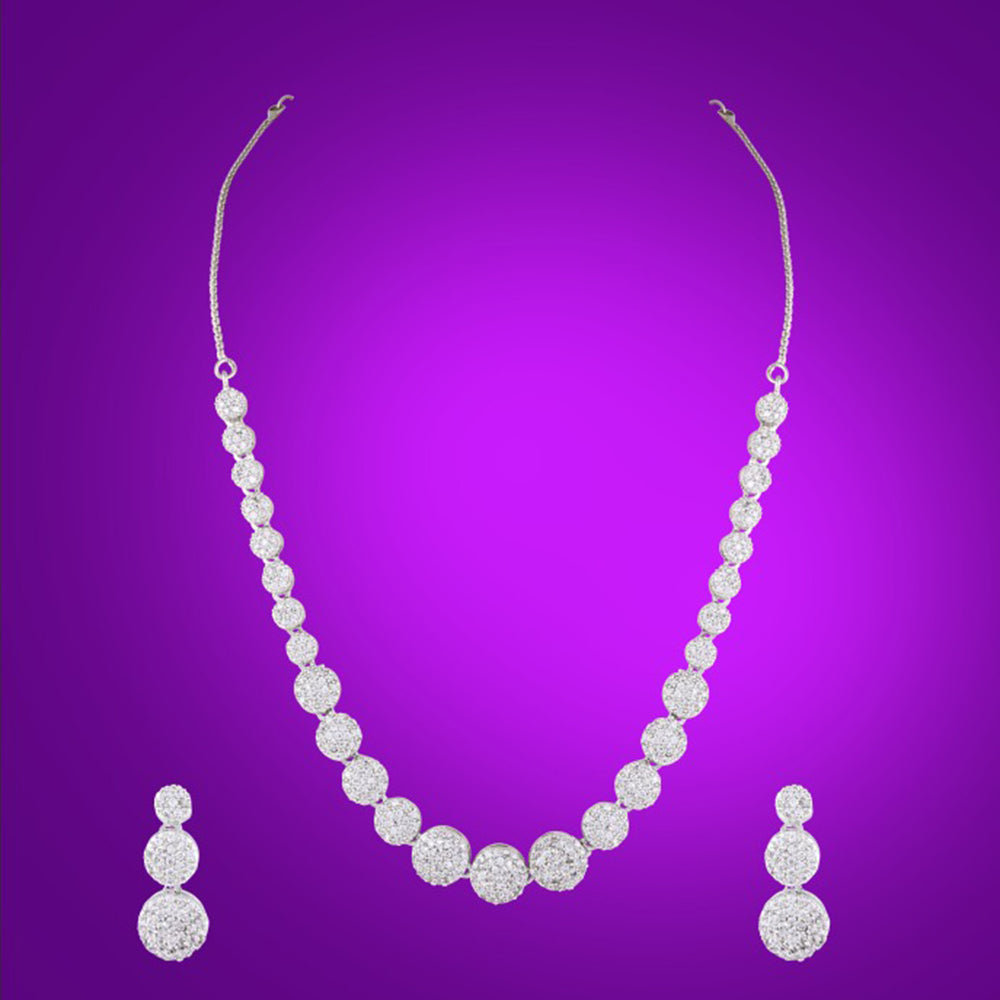 DNJ Jewelry Elegant American Diamond Statement Necklace Set Women & Girls