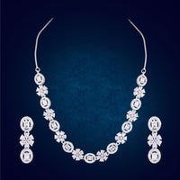 DNJ Jewelry Elegant American Diamond Statement Necklace Set Women & Girls